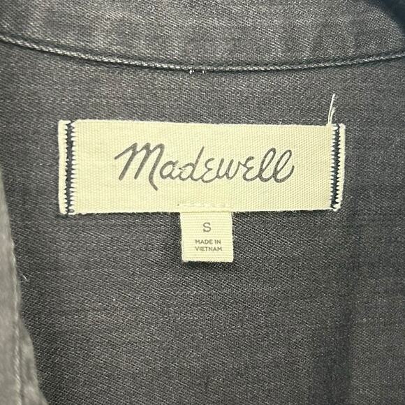 Madewell Black Colton Wash Denim Button Up Mini Shirt Dress Womens Size Small - Picture 3 of 5